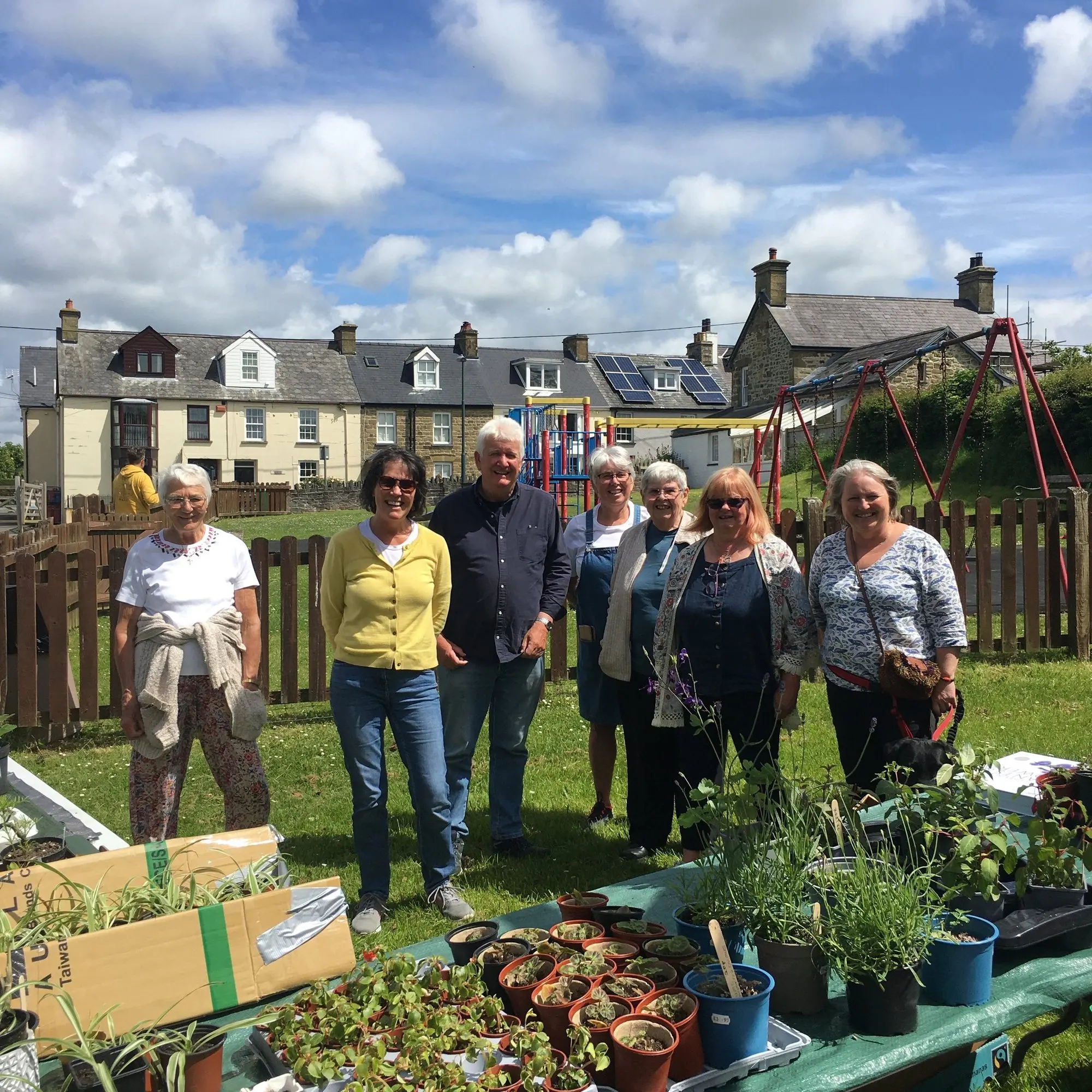 A plant sale in the community garden